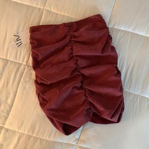 ruched mini skirt